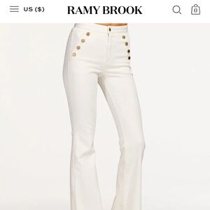 Ramy Brook White Flared Pants with Buttons